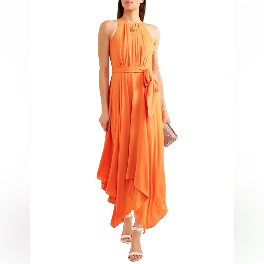 HALSTON Sunset Orange Maxi Dress - Size 6